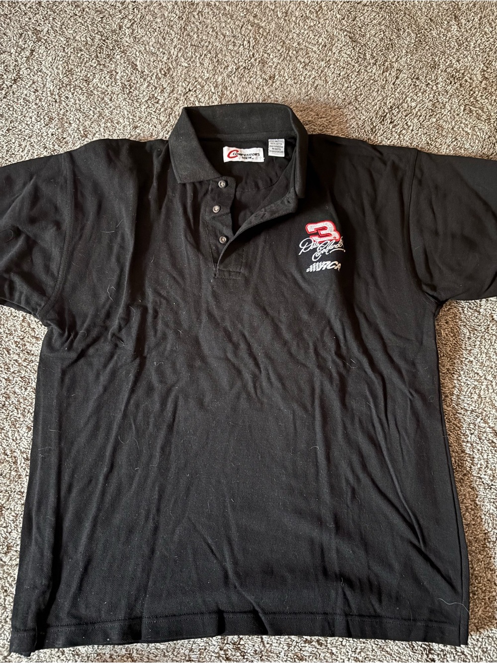 Black Embroidered Racing Logo Polo Shirt